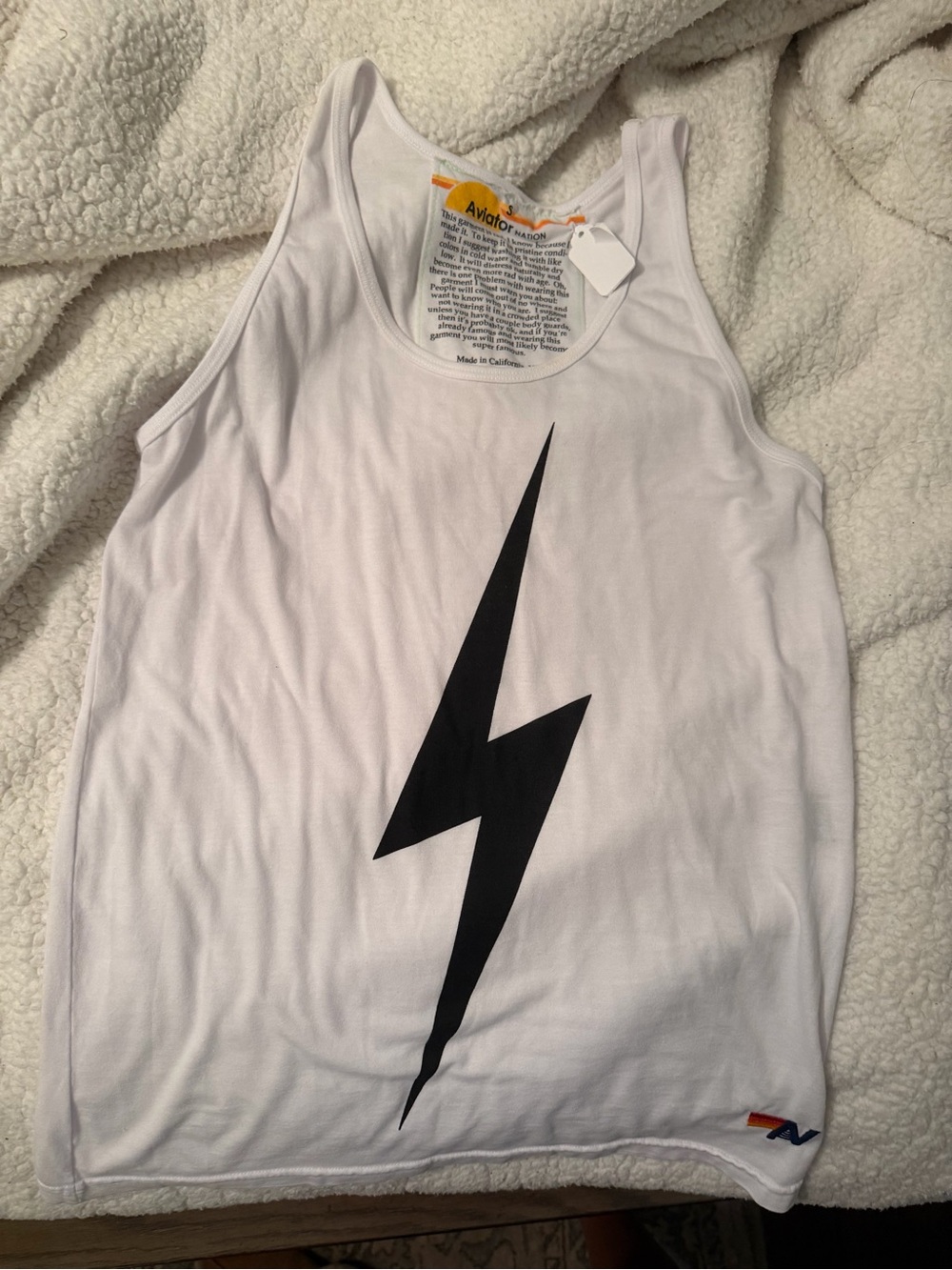 Aviator Nation White Tank with Black Lightning Graphic - Women - Picture 2 of 4